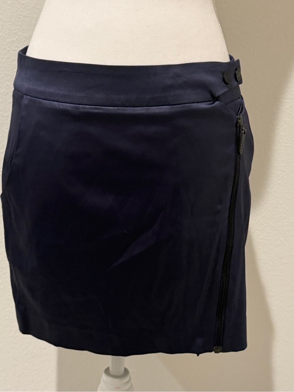 Zara Navy Mini Skirt with Side Zip
